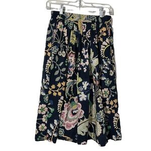 J. Crew Floral Pleated Skirt Lined Size 00 Bright Preppy Print